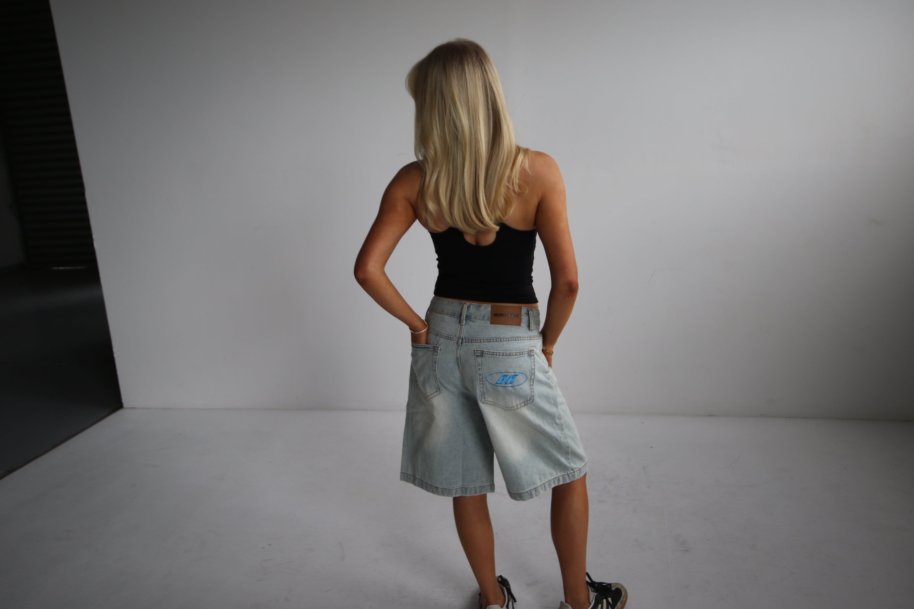 Washed Blue Baggy Jort