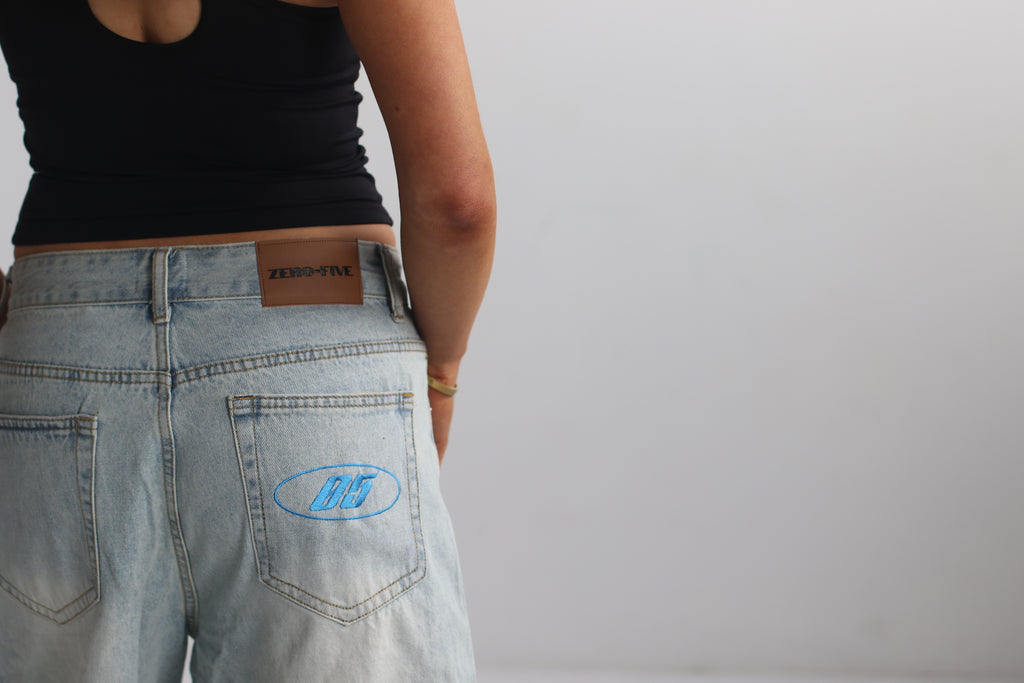 Washed Blue Baggy Jort