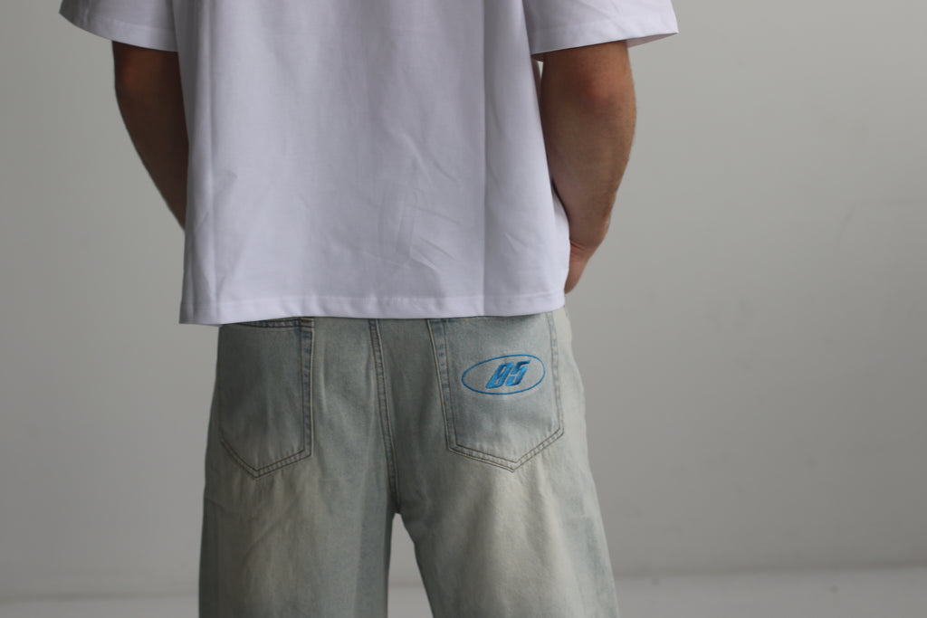 Washed Blue Baggy Jort