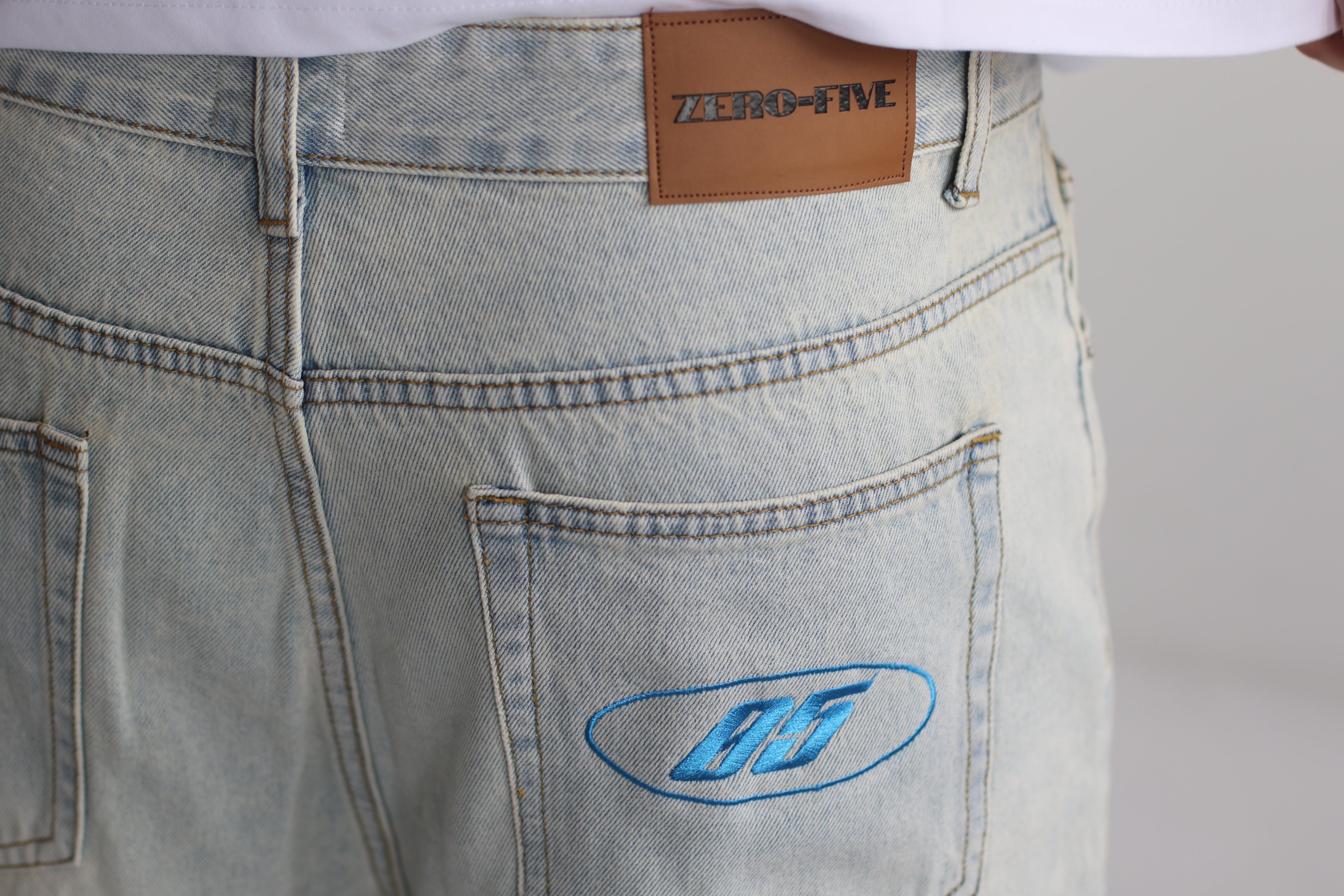 Washed Blue Baggy Jort