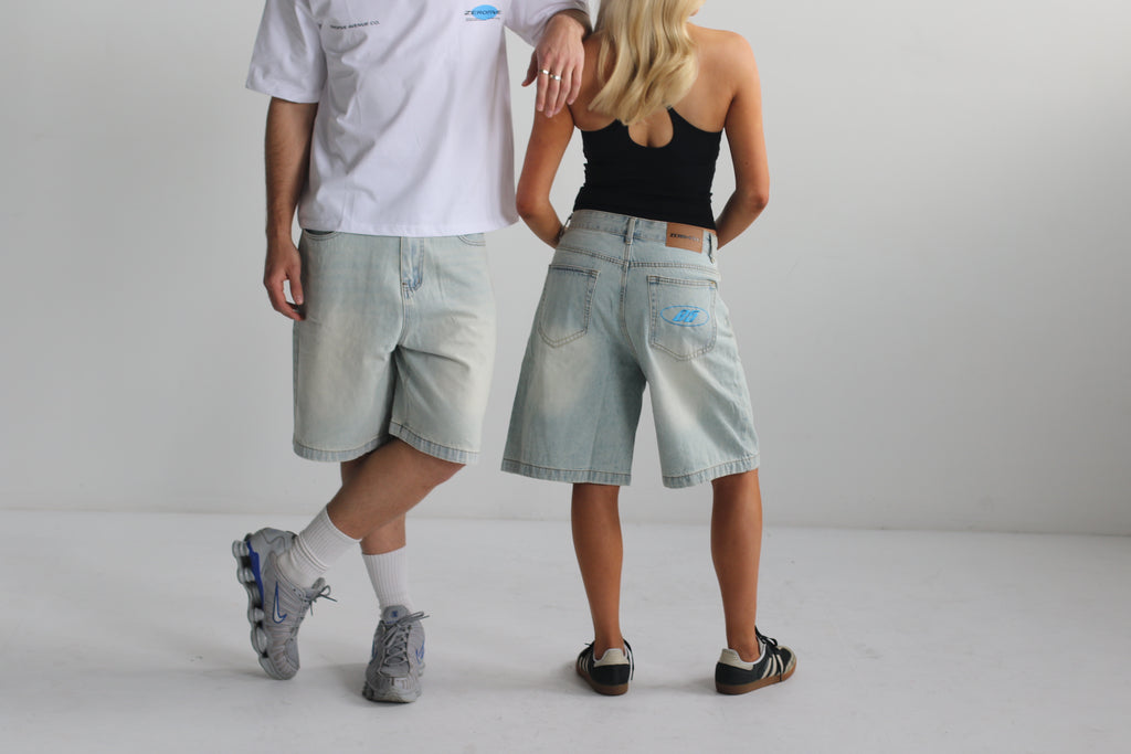 Washed Blue Baggy Jort