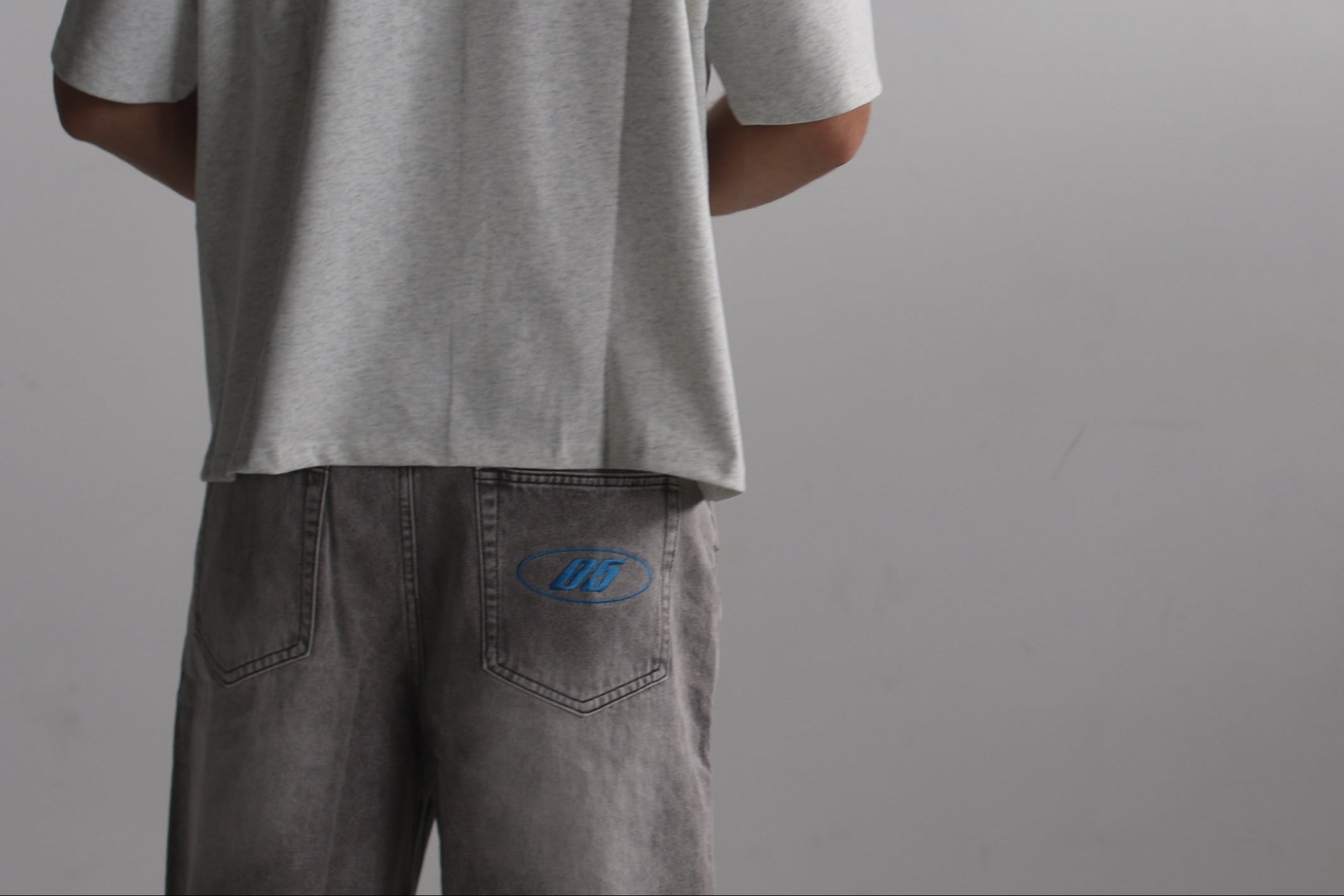 Washed Grey Baggy Jort