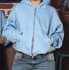 ZIP-UP HOODIE - BABY BLUE