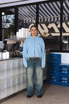 ZIP-UP HOODIE - BABY BLUE