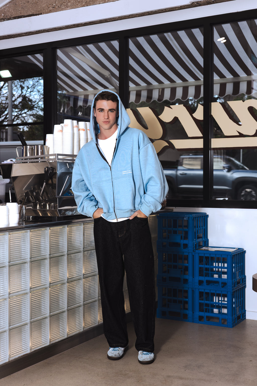 Baby Blue Zip-Up Hoodie