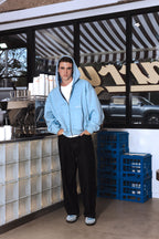 ZIP-UP HOODIE - BABY BLUE