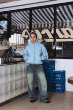 ZIP-UP HOODIE - BABY BLUE