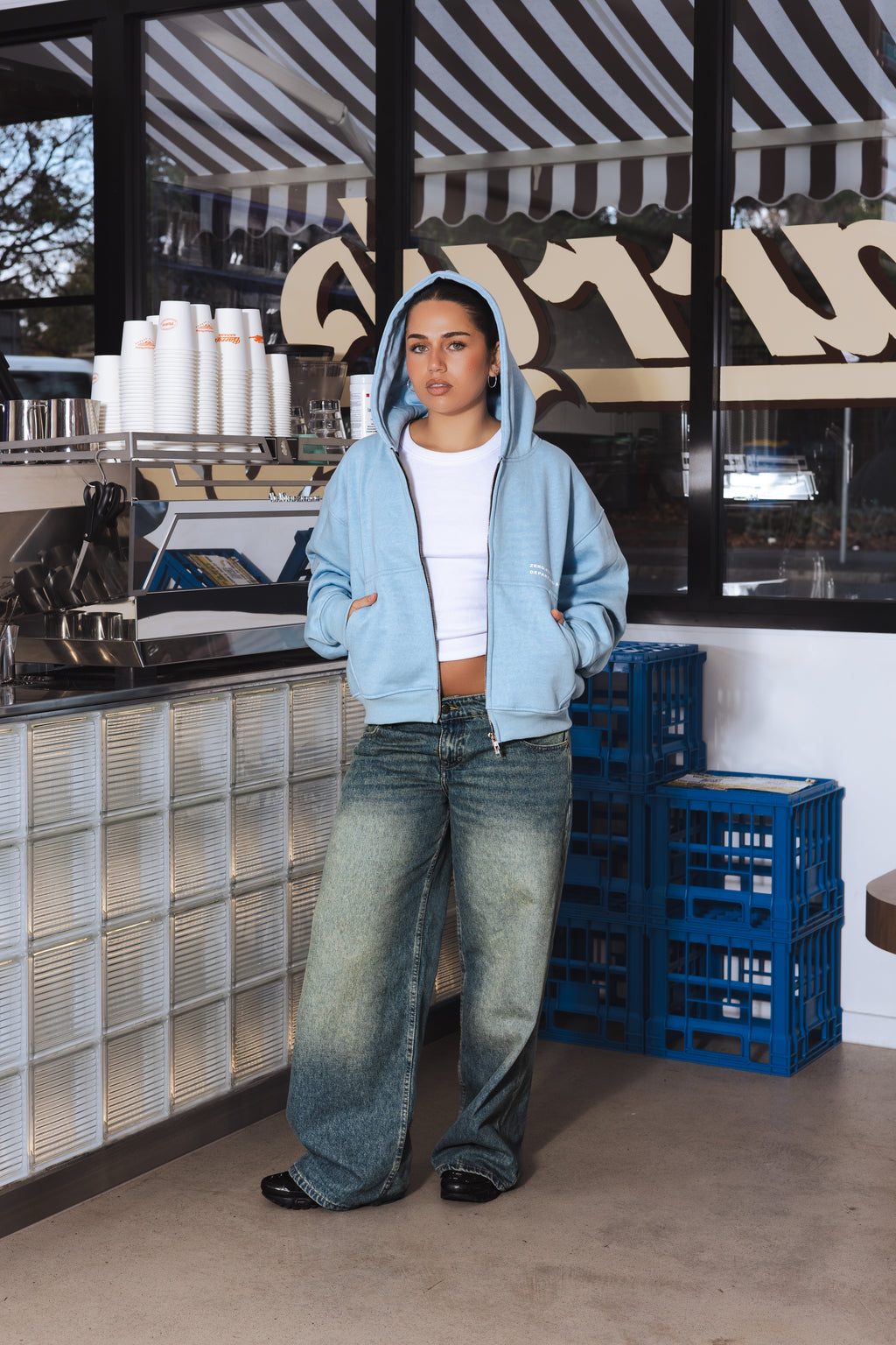 Baby Blue Zip-Up Hoodie