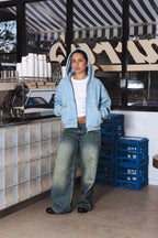 ZIP-UP HOODIE - BABY BLUE