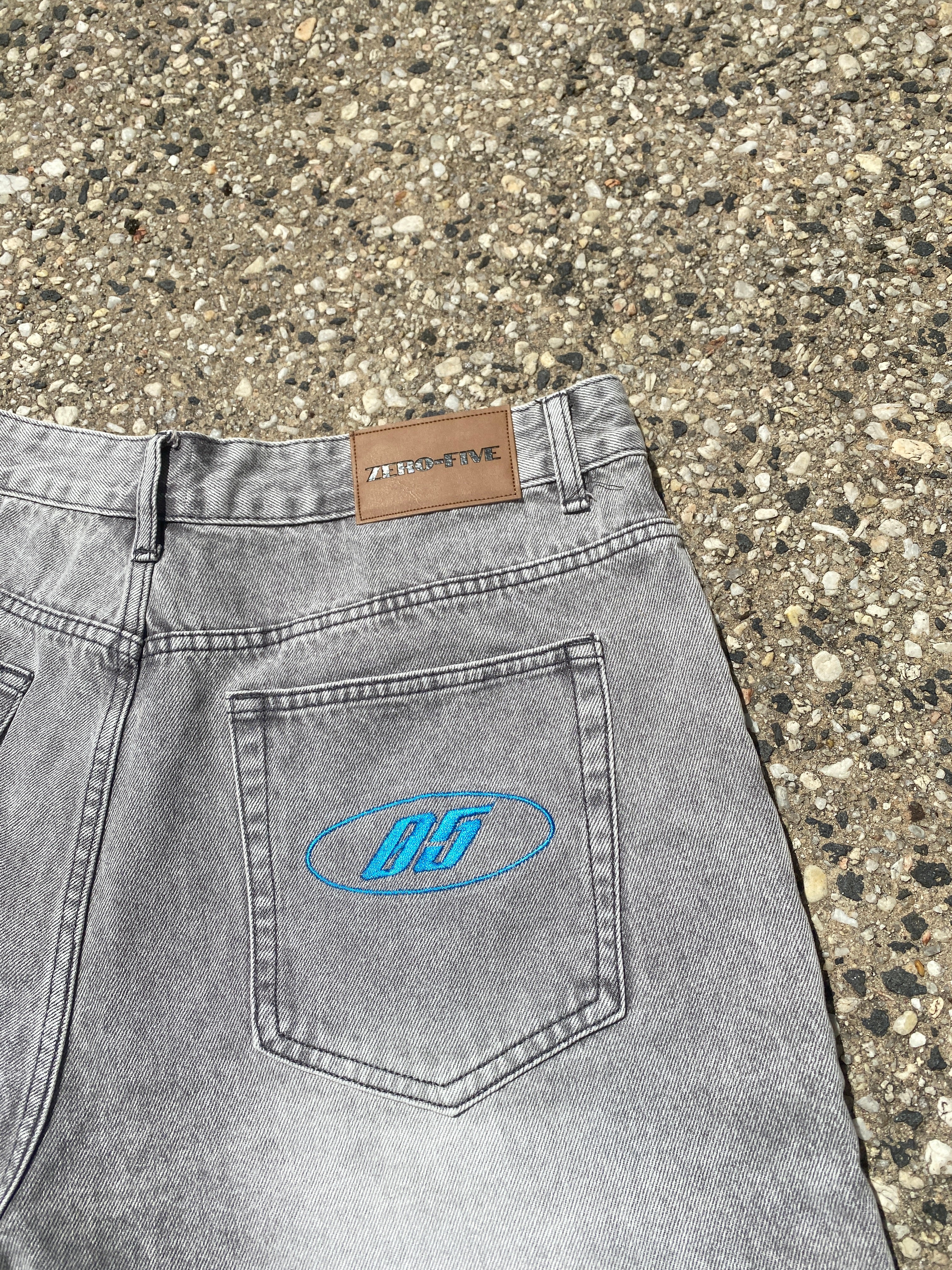 Washed Grey Baggy Jort